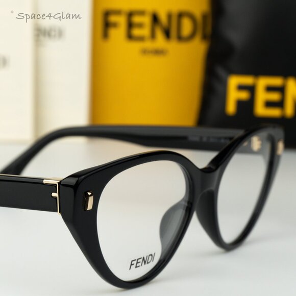 BRAND NEW Fendi FE50020I FIRST 053 Shiny Black Demo Women Cat Eye Eyeglasses - Picture 4 of 9